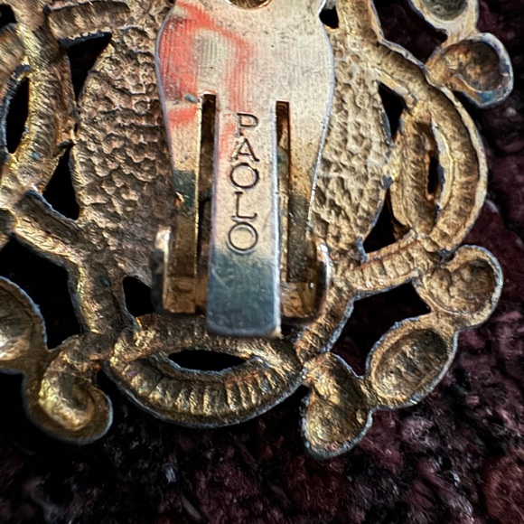 Vintage Large PAOLO GUCCI Medallion Clip Earrings - Rare Find - Picture 5 of 7